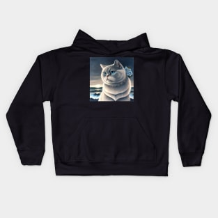 British Shorthair With A Blue Rose Kids Hoodie